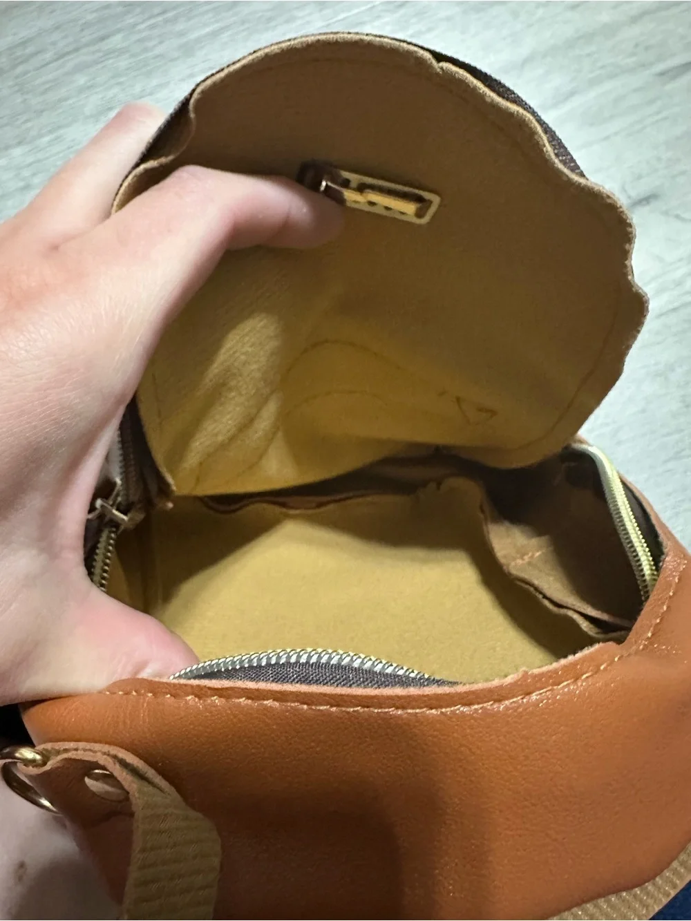 Women's Brown Monogram Crossbody Backpack - Stylish Tan Accent